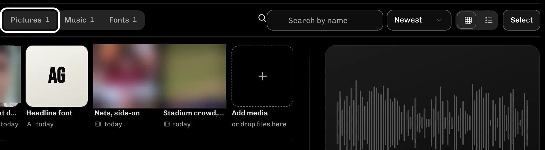 ReelFyre Brand kit, step 2: Select Pictures to find your logo.