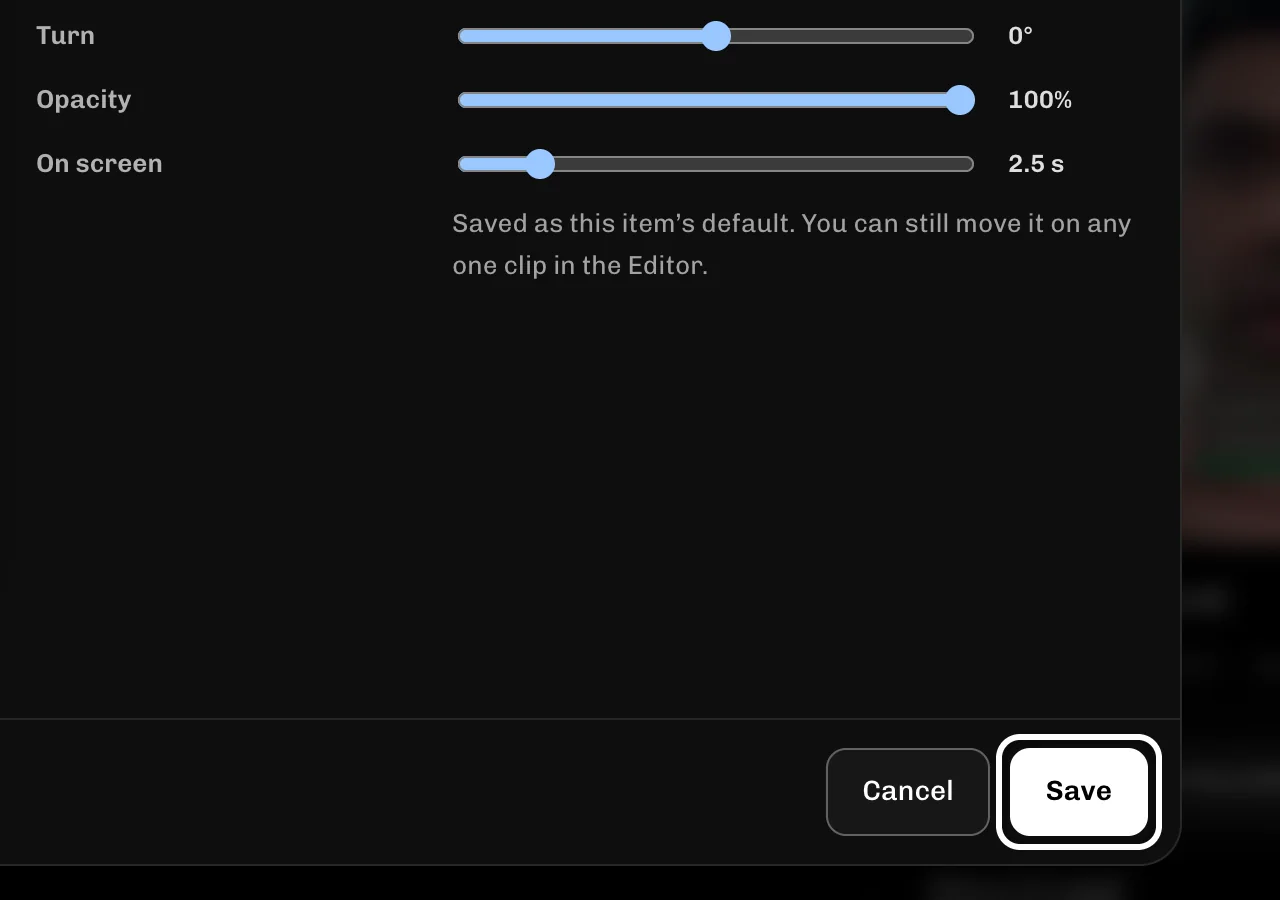 ReelFyre Brand kit, step 5: Select Save to keep your logo's position.