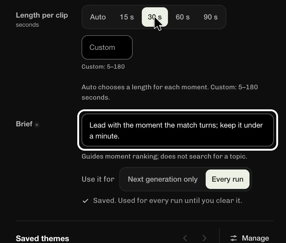 Clip brief, optional box