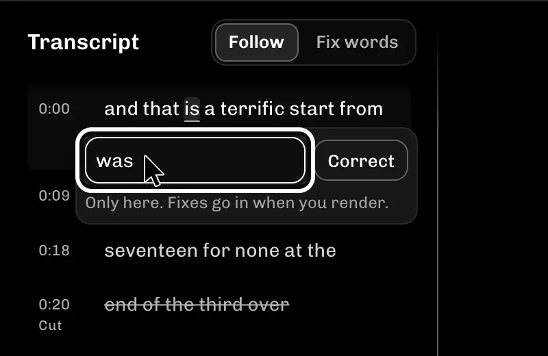 ReelFyre Editor, step 4: Enter the right word in the box.